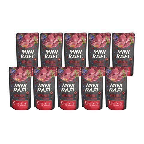 Вологий корм для собак малих порід Dolina Noteci Rafi Mini пауч з яловичиною, 10x150 г 1012801131 фото